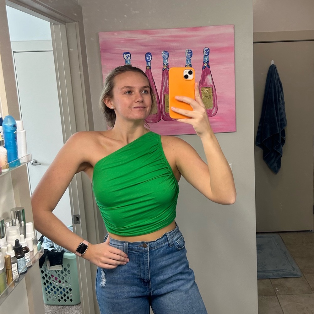 Green One Shoulder Top